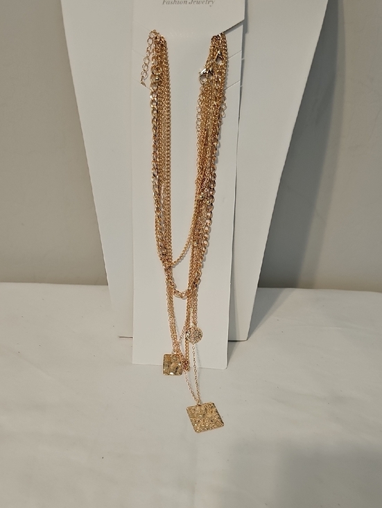 Fashion Jewelry Jewelry - Commense Fashion Jewelry Gold Layered Pendant Necklace with Textured Squares